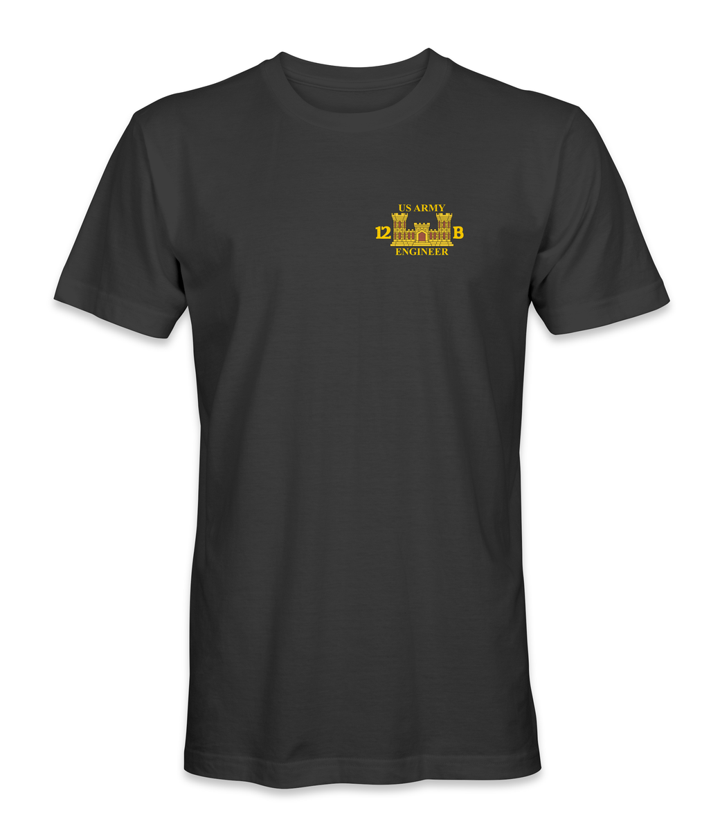 US Army 12B With Engineer Castle TShirt (Gold Letters) V2A HATNPATCH