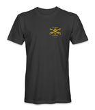 US Army 19D Cavalry Crossed Sabers T-Shirt (Gold Letters) V2-A - HATNPATCH