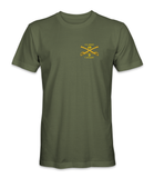 US Army 19D Cavalry Crossed Sabers T-Shirt (Gold Letters) V2-A - HATNPATCH