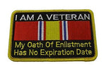 I AM A VETERAN OATH OF ENLISTMENT NO EXPIRATION DATE PATCH W/ NATIONAL DEFENSE - HATNPATCH