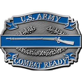 U.S. ARMY COMBAT READY WITH CIB - Cast Belt Buckle - HATNPATCH