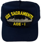 USS Sacramento AOE-1 Ship HAT - Navy Blue - Veteran Owned Business - HATNPATCH
