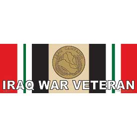 IRAQ WAR VETERAN MEDAL/RIBBON BUMPER STICKER - HATNPATCH