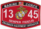 US Marine Corps 1345 Engineer Equipment Operator MOS Patch - HATNPATCH