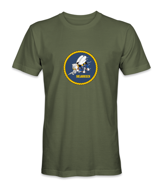 Navy Seabee Round Logo T-Shirt V1 - HATNPATCH