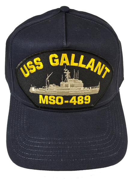 USS Gallant MSO-489 Ship HAT - Navy Blue - Veteran Owned Business - HATNPATCH