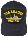 USS Leader MSO-490 Ship HAT - Navy Blue - Veteran Owned Business