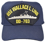 USS WALLACE L. LIND DD-703 SHIP HAT - NAVY BLUE