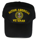US ARMY NATIVE AMERICAN VETERAN HAT WITH ARMY CREST - Black - Veteran Owned Business