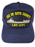 USS DE SOTO County LST-1171 Ship HAT - Navy Blue - Veteran Owned Business