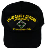 4TH ID Infantry Division (MECHANIZED) Steadfast and Loyal HAT - Black - Veteran Owned Business