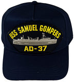 USS Samuel GOMPERS AD-37 Ship HAT - Navy Blue - Veteran Owned Business