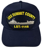 USS Summit County LST-1146 Ship HAT - Navy Blue - Veteran Owned Business