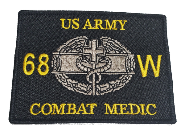US ARMY 68W COMBAT MEDIC PATCH - Silver & Gold on Black Background - V ...