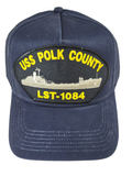 USS POLK COUNTY LST-1084 SHIP HAT - NAVY BLUE - Veteran Owned Business