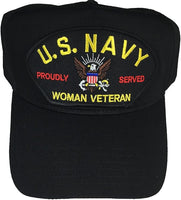 US Navy Woman Veteran Hat - Black Golf - Veteran Owned Business - HATNPATCH