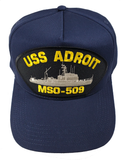 USS Adroit MSO-509 Ship HAT - Navy Blue - Veteran Owned Business