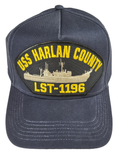 USS HARLAN COUNTY LST-1196 SHIP HAT - NAVY BLUE - Veteran Owned Business