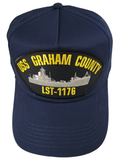 USS GRAHAM COUNTY LST-1176 SHIP HAT - NAVY BLUE - Veteran Owned Business