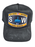 US Navy Seabee Steel Worker (SW) HAT - Black - Veteran Owned Business