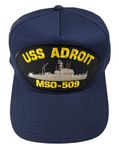 USS Adroit MSO-509 Ship HAT - Navy Blue - Veteran Owned Business - HATNPATCH