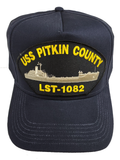 USS Pitkin County LST-1082 Ship HAT - Navy Blue - Veteran Owned Business