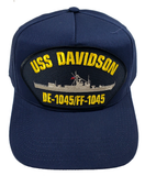 USS DAVIDSON DE-1045/FF-1045 SHIP HAT - Navy Blue - Veteran Family-Owned Business.
