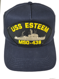 USS Esteem MSO-438 Ship HAT - Navy Blue - Veteran Owned Business