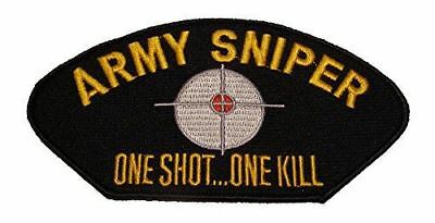 US ARMY SNIPER ONE SHOT ONE KILL PATCH SIGHTS TARGET CROSS HAIRS SHOOT TO KILL - HATNPATCH
