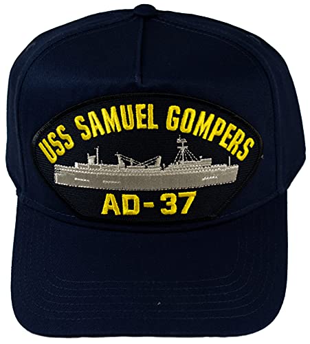 USS Samuel GOMPERS AD-37 Ship HAT - Navy Blue - Veteran Owned Business - HATNPATCH