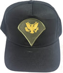 US Army Specialist SPC E-4 Rank Hat. Black. Veteran Family-Owned Business. - HATNPATCH