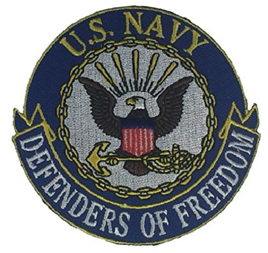 US NAVY DEFENDERS OF FREEDOM with LOGO ROUND PATCH - Vivid Color - Veteran Owned Business - HATNPATCH