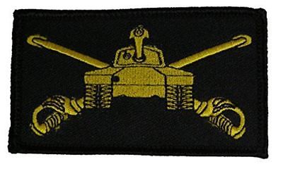 US ARMY ARMORED CAVALRY CROSSED SABERS TANK 2 PIECE PATCH W/ HOOK AND LOOP BACK - HATNPATCH