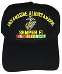 USMC ONCE A MARINE ALWAYS A MARINE EGA HAT CAP W/ VIETNAM SERVICE RIBBONS - HATNPATCH