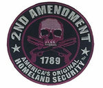 SECOND 2ND AMENDMENT AMERICA'S ORIGINAL SECURITY PATCH PINK PISTOLS SKULL - HATNPATCH