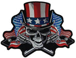 ANGRY UNCLE SAM CUTOUT PATCH STARS STRIPES PATRIOTIC CROSSED REVOLVERS USA - HATNPATCH