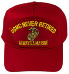 U.S.M.C. Never Retired RED HAT - RED - Veteran Owned Business - HATNPATCH