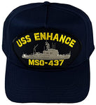 USS Enhance MSO-437 Ship HAT - Navy Blue - Veteran Owned Business - HATNPATCH