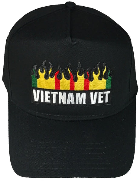 VIETNAM VET w/ VIETNAM SERVICE RIBBON FLAMES HAT - HATNPATCH