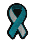 TEAL AND WHITE RIBBON FOR CERVICAL CANCER AWARENESS PATCH - HATNPATCH