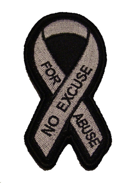 NO EXCUSE FOR ABUSE Domestic Violence AWARENESS Ribbon PATCH - HATNPATCH