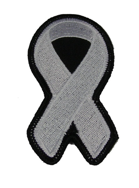 WHITE RIBBON FOR LUNG AND BONE CANCER BLINDNESS AWARENESS PATCH - HATNPATCH
