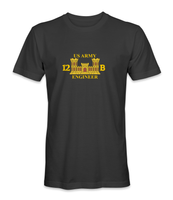 US Army 12B With Engineer Castle T-Shirt (Gold Letters) V2 - HATNPATCH