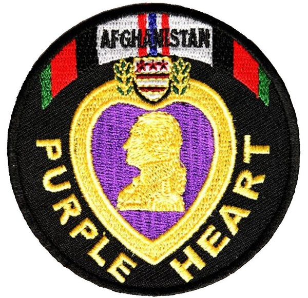 PURPLE HEART AFGHANISTAN ROUND PATCH - HATNPATCH