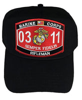 Marine Corps 0311 RIFLEMAN MOS Red Patch HAT - HATNPATCH