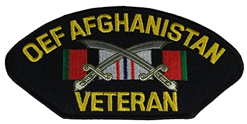 OEF AFGHANISTAN VETERAN W/ RIBBON AND CROSSED SCIMITAR PATCH - Multi-colored - Veteran Owned Business - HATNPATCH