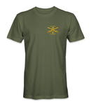 US Army 19D Cavalry Crossed Sabers T-Shirt (Gold Letters) V2-A - HATNPATCH