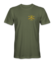 US Army 19D Cavalry Crossed Sabers T-Shirt (Gold Letters) V2-A - HATNPATCH