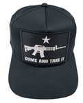 Come And Take It Hat W/ AR-15 - Black/White - NEW, LARGER PATCH - Veteran Owned Business - HATNPATCH