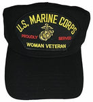 USMC MARINE CORPS WOMAN VETERAN PROUDLY SERVED HAT CAP FEMALE DEVIL DOG EGA - HATNPATCH